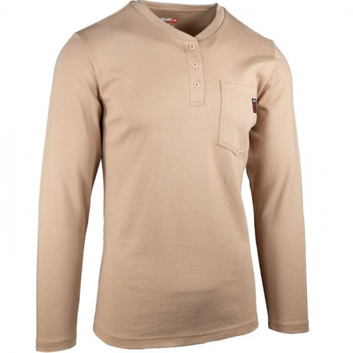 PIP 385-FRHNW-TN-3X, PIP®, AR/FR Women's Long Sleeve Henley, FR Clothing, Tan, 3XL